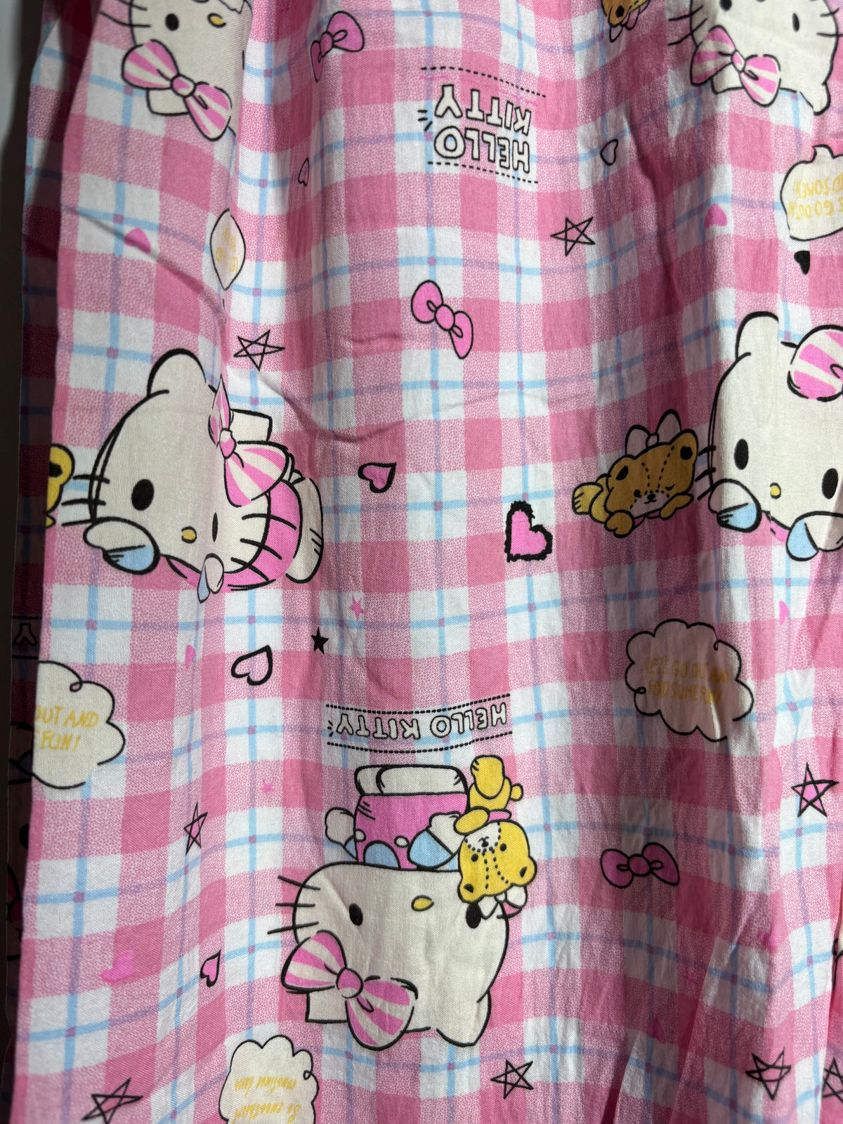 Pink Hello Kitty Checkered Pyjama Set