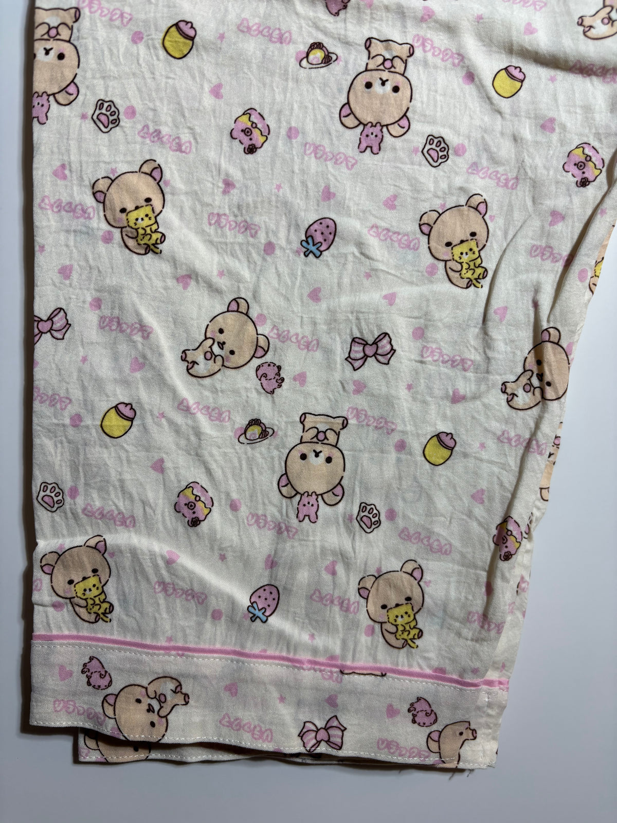Beige Pink Teddy Pyjama Set