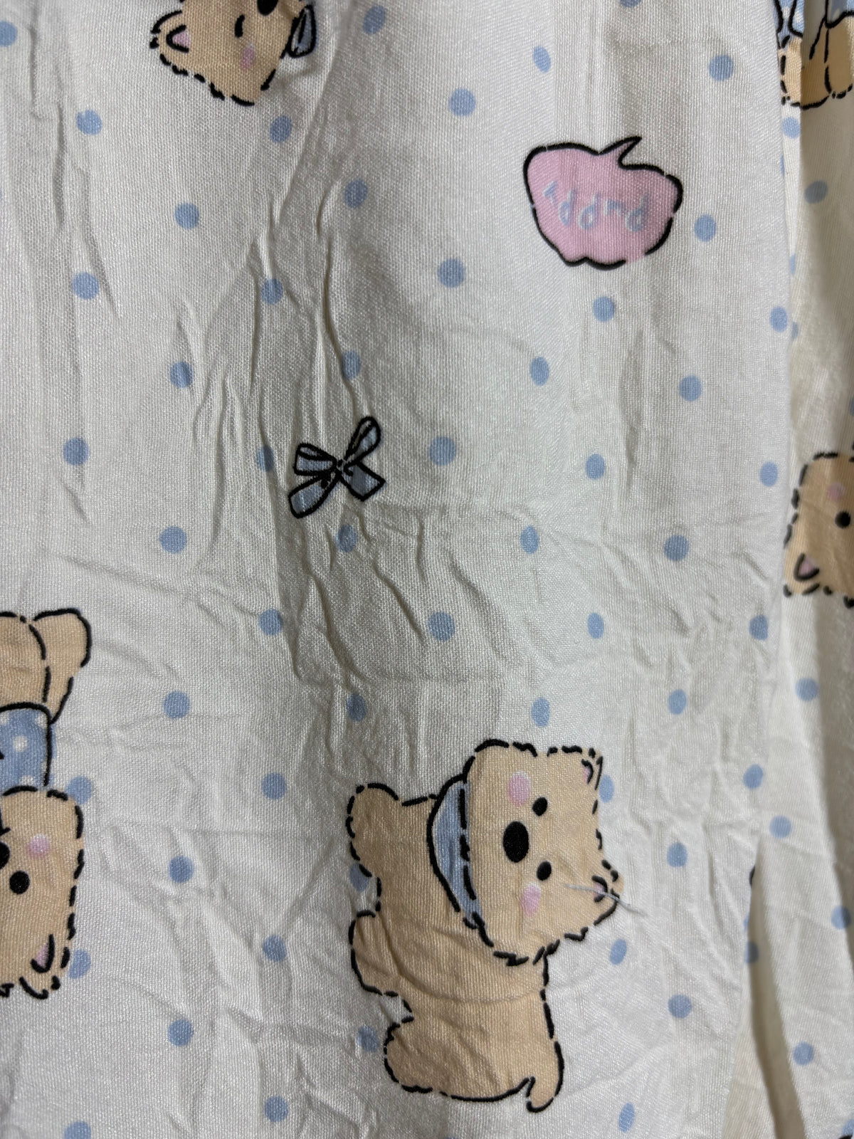 Beige Teddy Bear Printed Pyjama Set