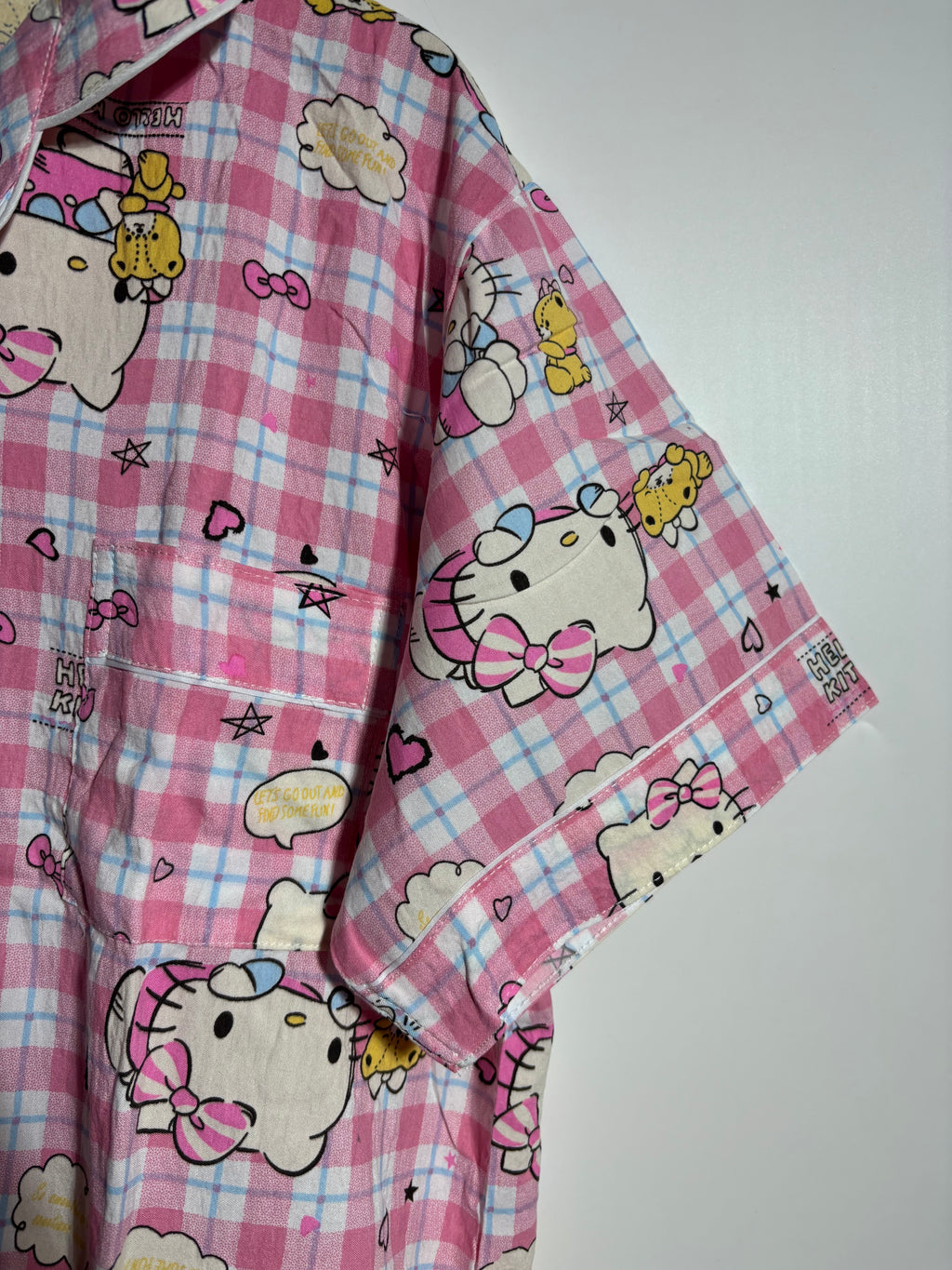 Pink Hello Kitty Checkered Pyjama Set