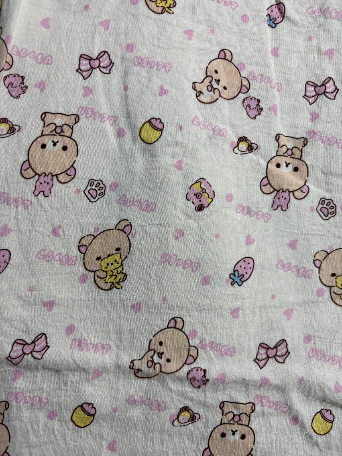 Beige Pink Teddy Pyjama Set