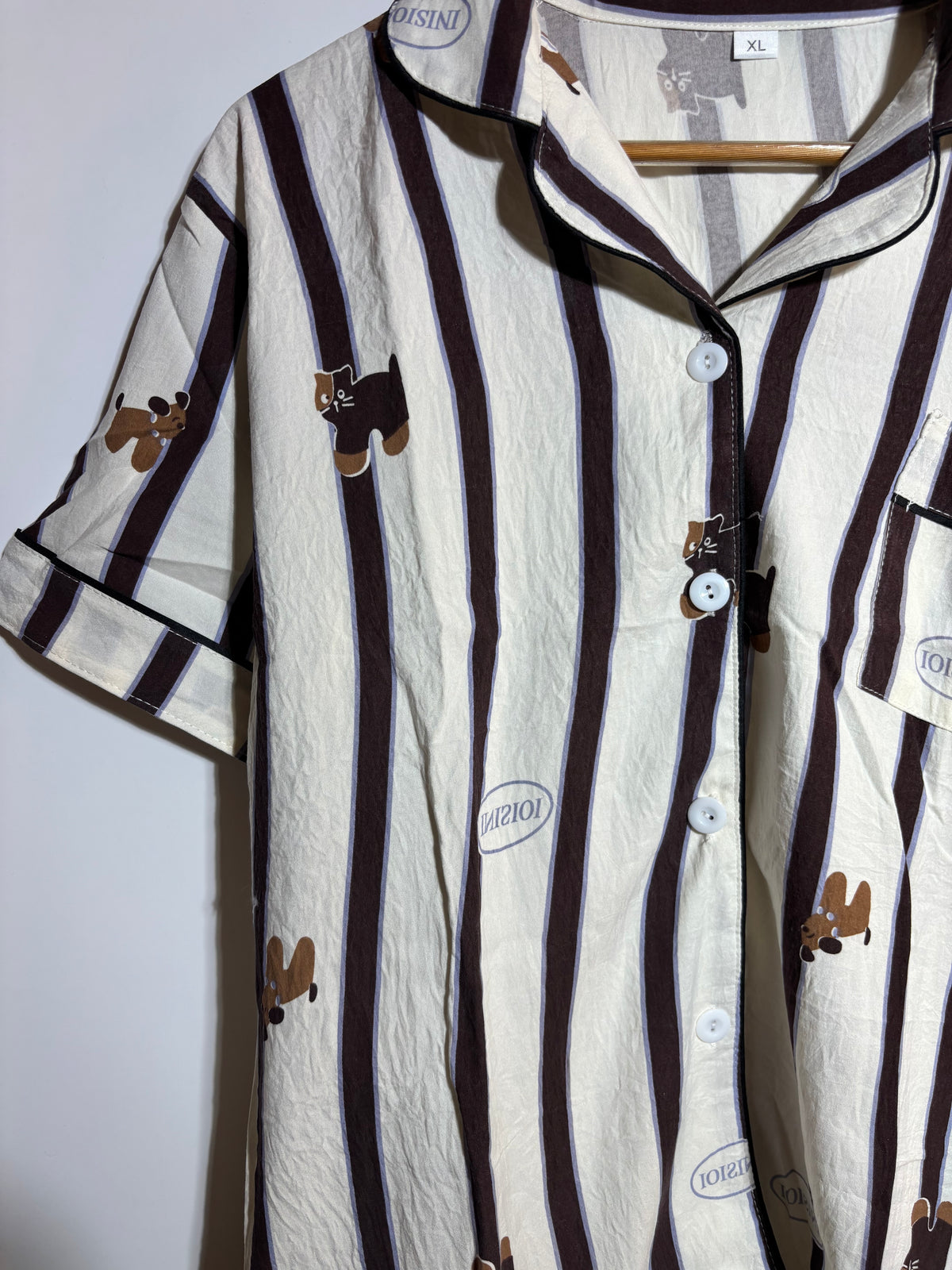 Brown Teddy Stripes Pyjama Set