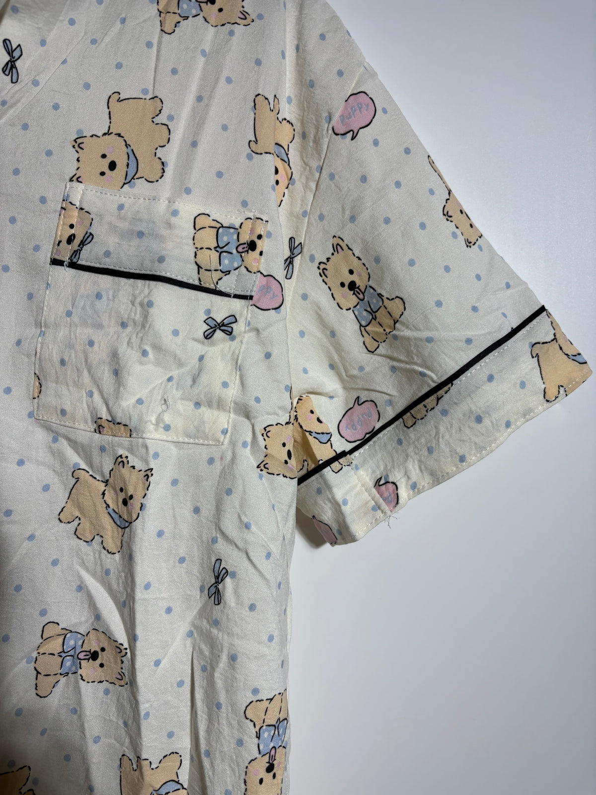 Beige Teddy Bear Printed Pyjama Set