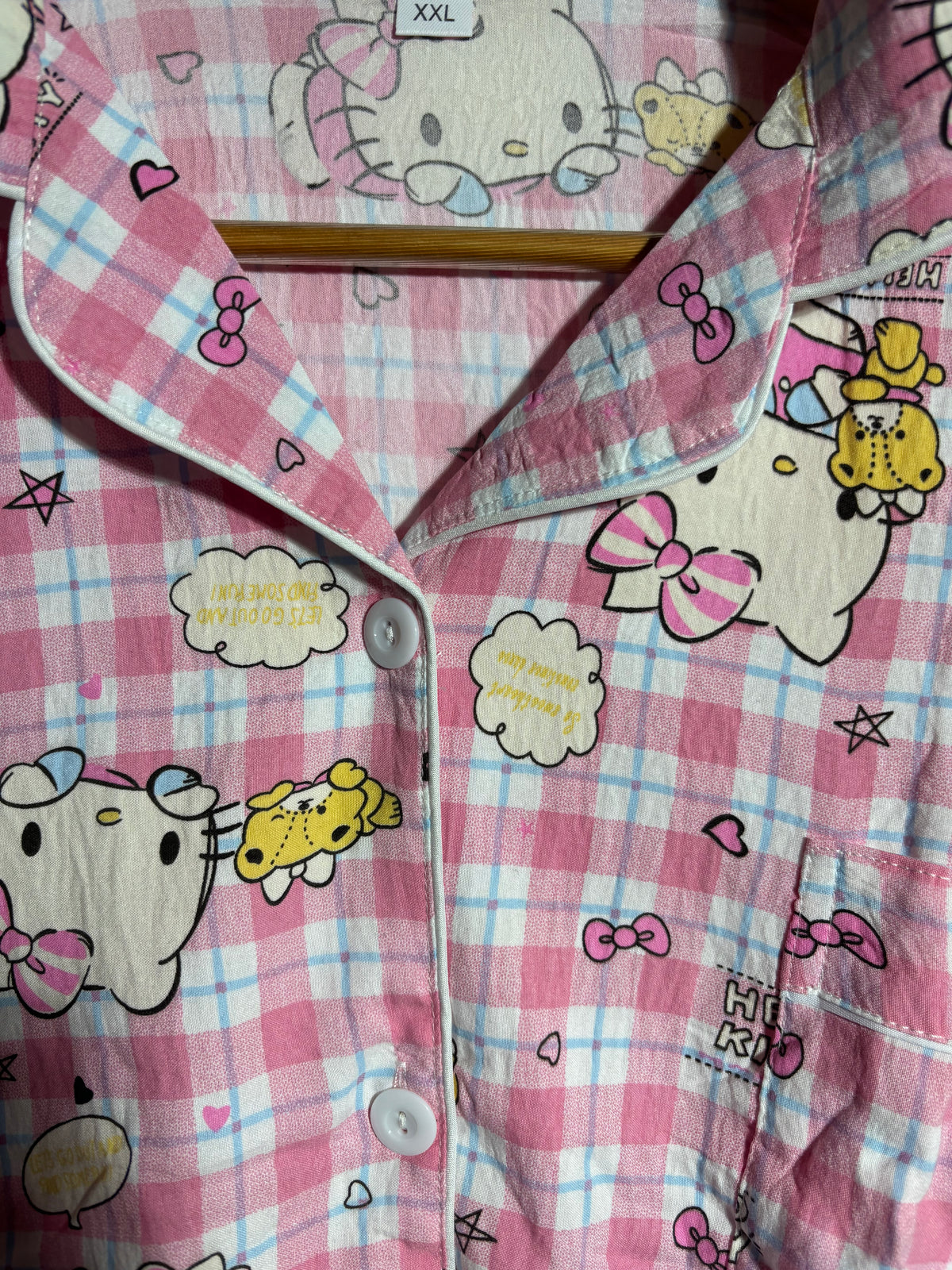 Pink Hello Kitty Checkered Pyjama Set