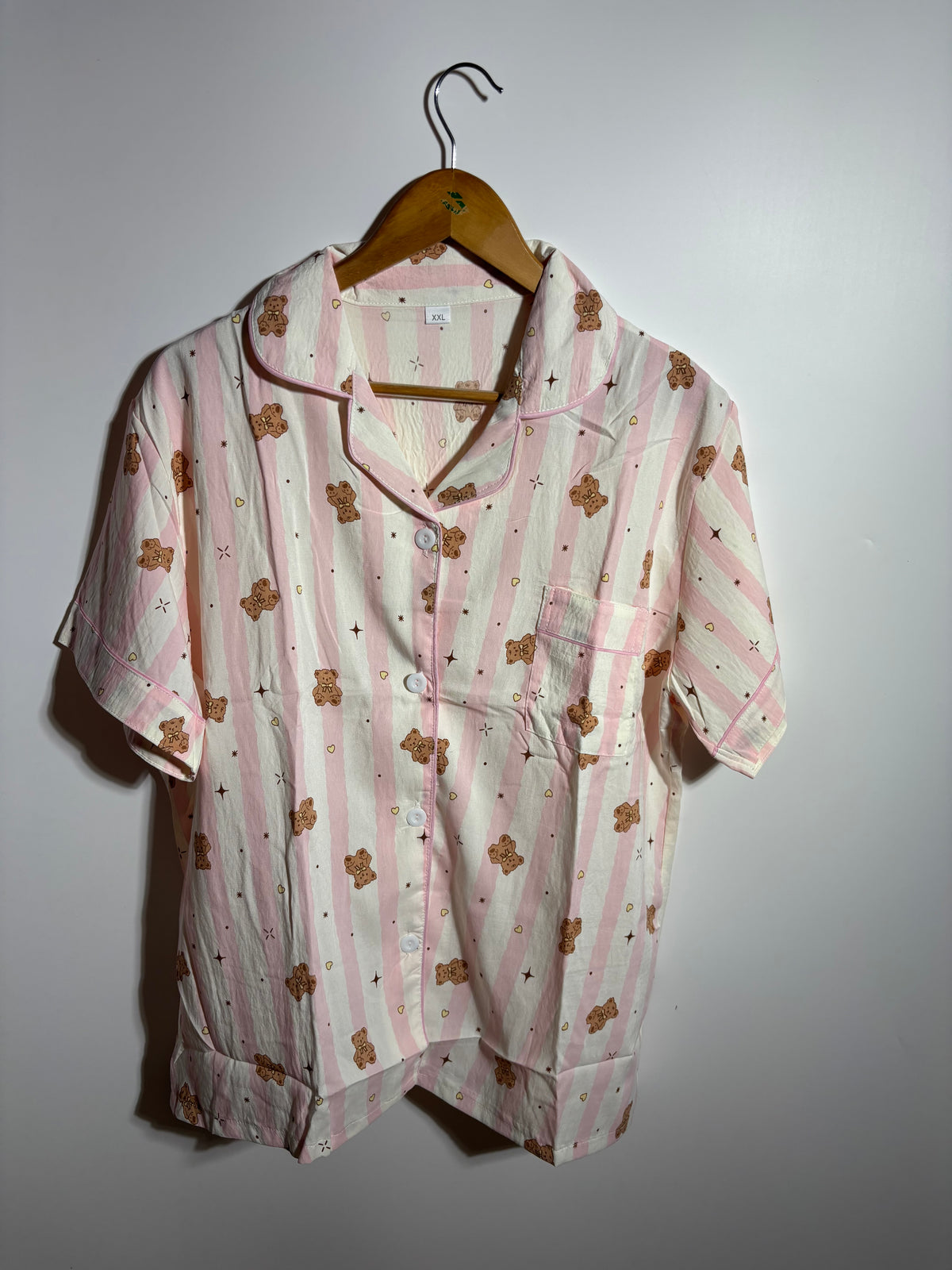 Pink Teddy Stripes Pyjama Set