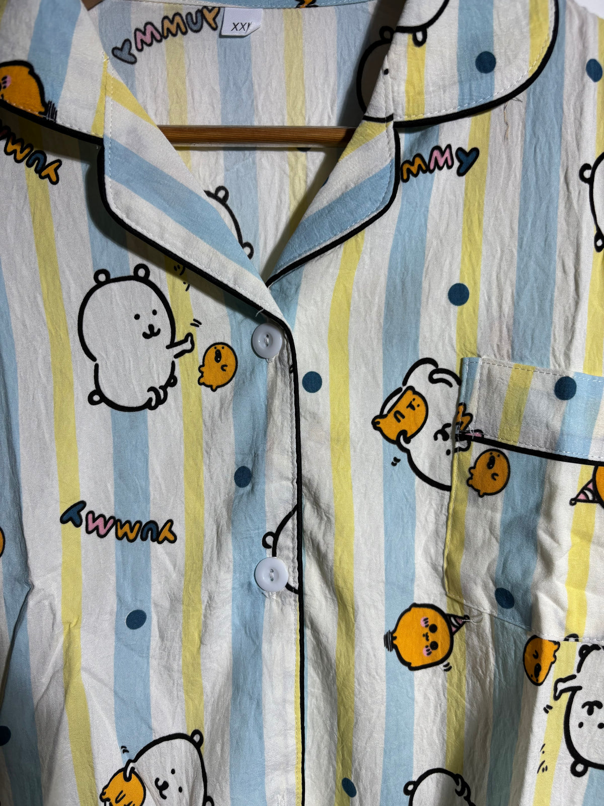 Blue Kawaii Printed Pyjama Set