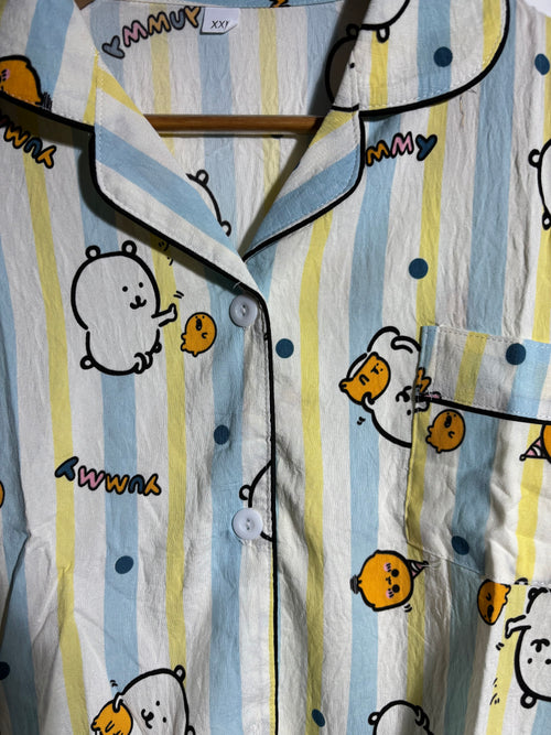Blue Kawaii Printed Pyjama Set