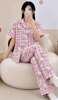 Pink Hello Kitty Checkered Pyjama Set