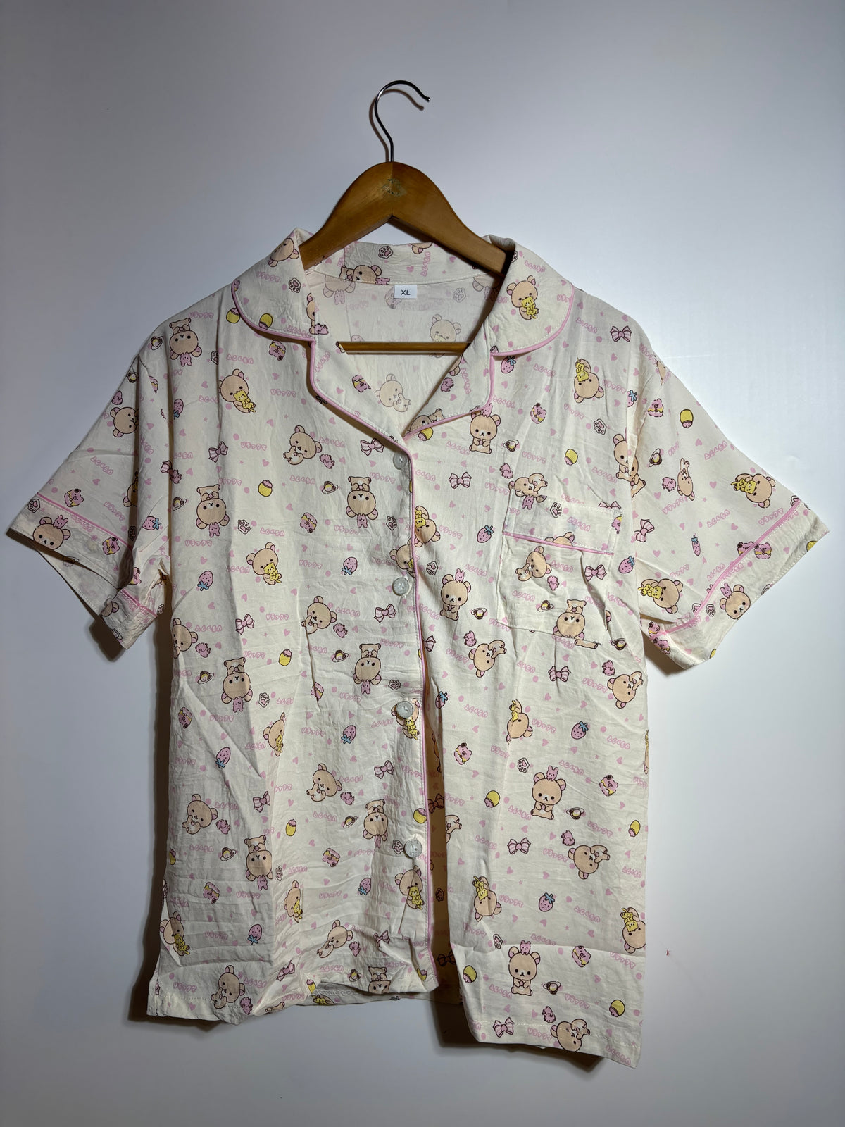 Beige Pink Teddy Pyjama Set