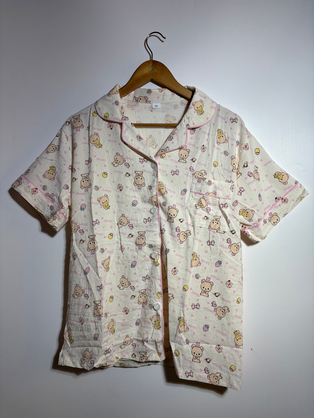 Beige Pink Teddy Pyjama Set