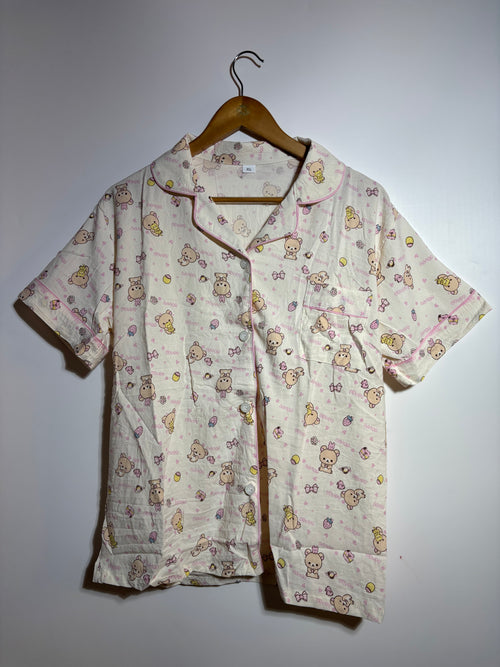 Beige Pink Teddy Pyjama Set
