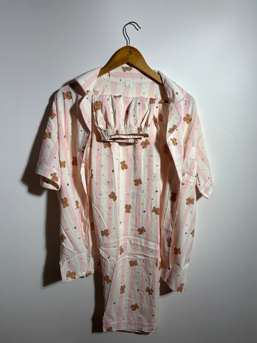 Pink Teddy Stripes Pyjama Set