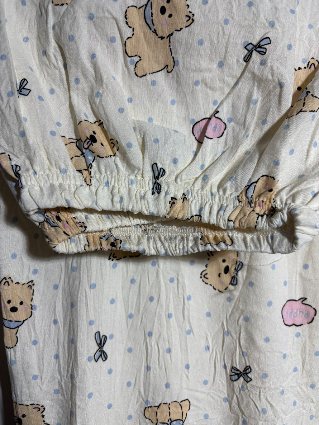 Beige Teddy Bear Printed Pyjama Set