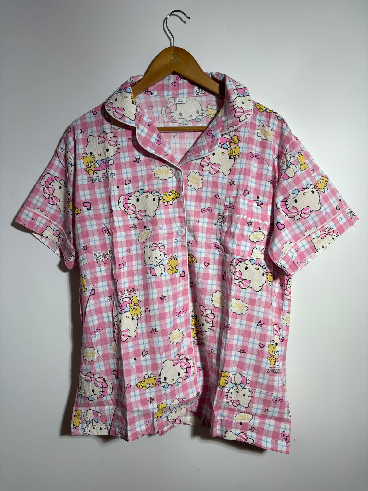 Pink Hello Kitty Checkered Pyjama Set