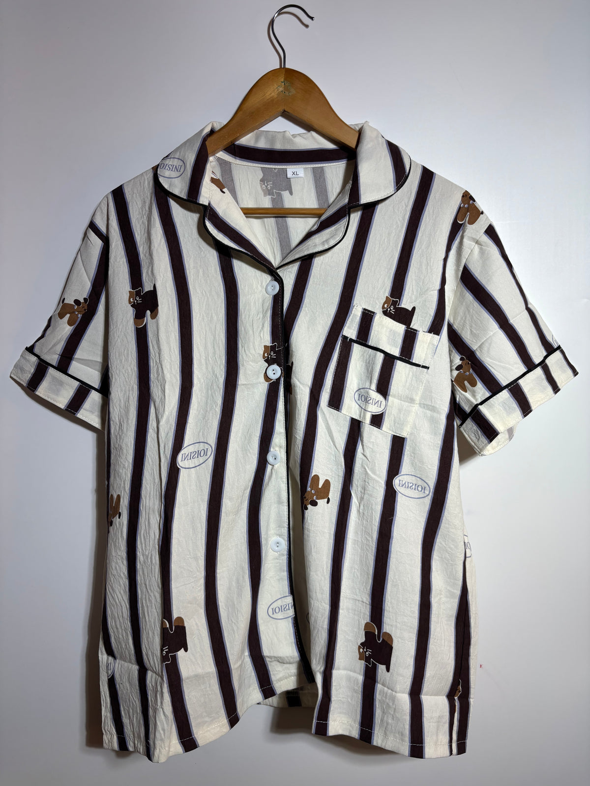 Brown Teddy Stripes Pyjama Set