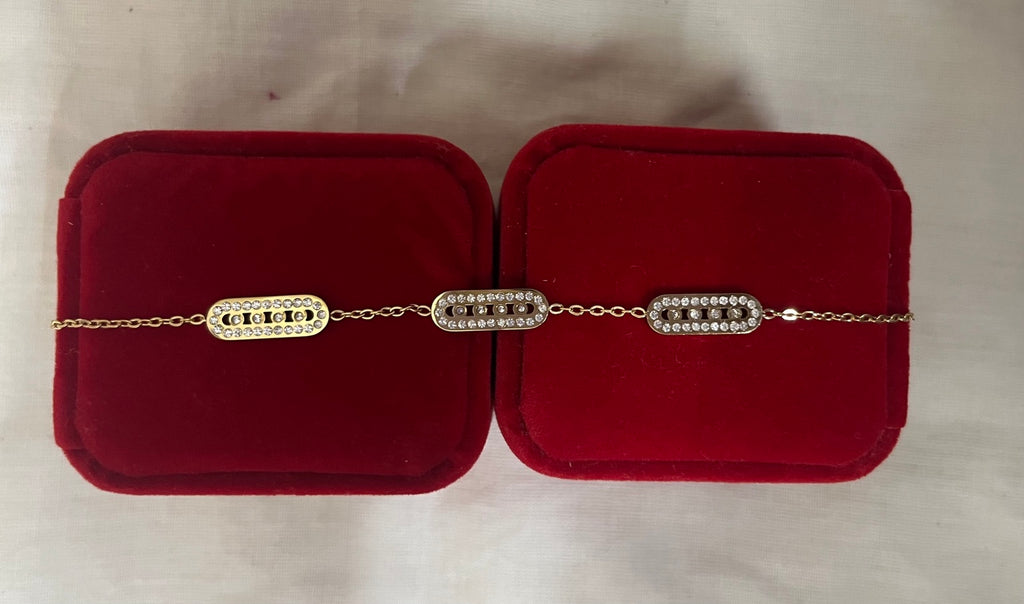 Gold tone crystal link bracelet