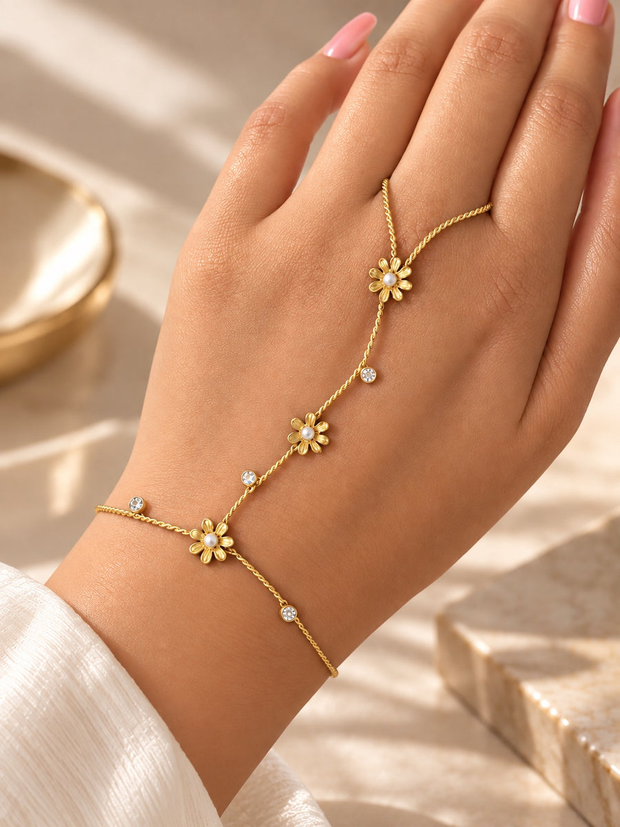 Floral Pearl Hand Chain