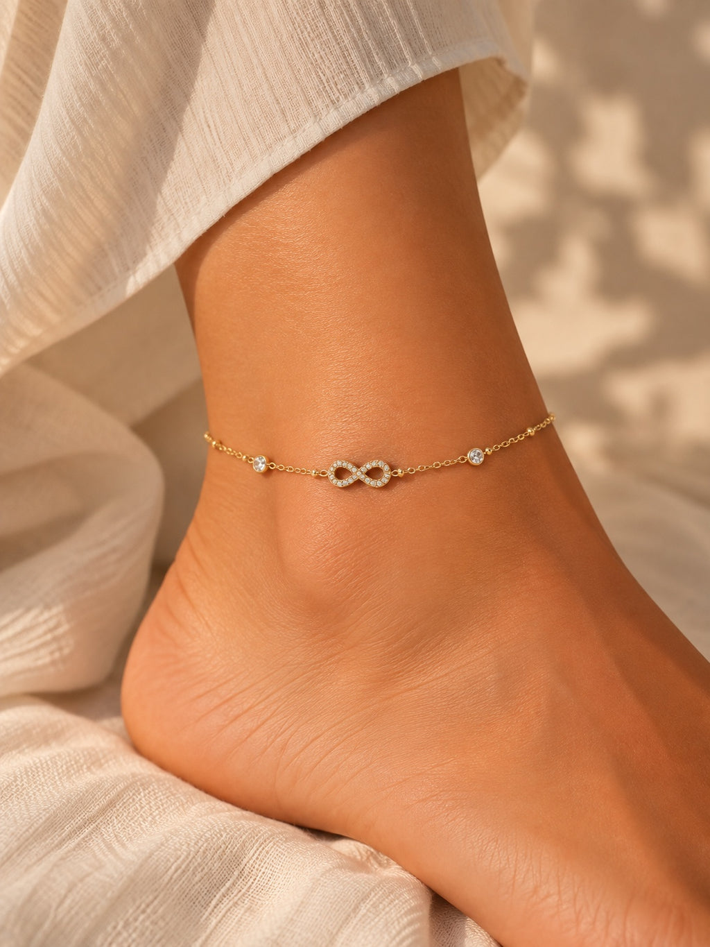 Infinity charm anklet in gold-plated stainless steel by Izabell by Aleena